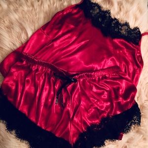 Silk top and shorts set